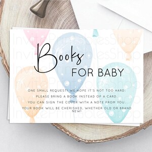 Pastel Balloons Books For Baby Card Colorful Balloon Book Insert Rainbow Balloon Book Card Confetti Balloon Guests Book Poem Request D10776