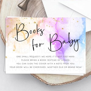 Pastel Books For Baby Card Pastel Rainbow Book Insert Colorful Ombre Watercolor Book Card Confetti Glitter Baby Book Poem Request D10180