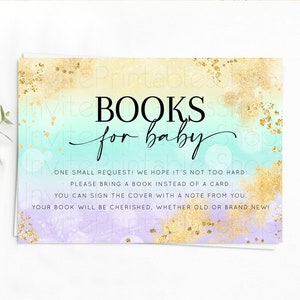 Pastel Books For Baby Card Pastel Rainbow Book Insert Colorful Ombre Watercolor Book Card Confetti Glitter Baby Book Poem Request D10672