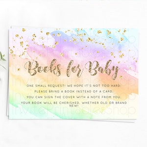 Pastel Books For Baby Card Pastel Rainbow Book Insert Colorful Ombre Watercolor Book Card Confetti Glitter Baby Book Poem Request D10643
