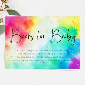 Tie Dye Books For Baby Card Rainbow Tie Dye Book Insert Pastel Rainbow Watercolor Book Card Tie Dye Colors Guests Book Poem Request D10462