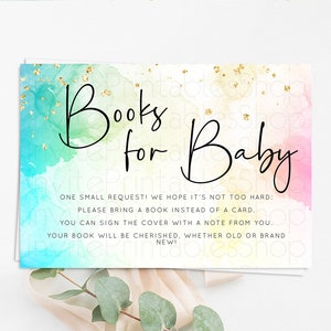 Pastel Books For Baby Card Pastel Rainbow Book Insert Colorful Ombre Watercolor Book Card Confetti Glitter Baby Book Poem Request D10151
