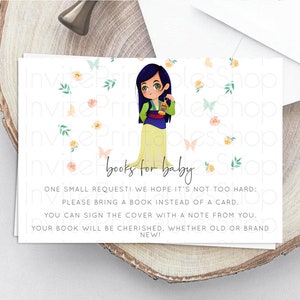 Princess Books For Baby Card Castle Book Card Insert Secret Garden Enchanted Castle Pastel Floral Garden Baby Shower Poem Request D10357