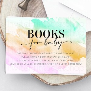 Pastel Books For Baby Card Pastel Rainbow Book Insert Colorful Ombre Watercolor Book Card Confetti Glitter Baby Book Poem Request D10962