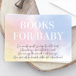 Pastel Books For Baby Card Pastel Rainbow Book Insert Colorful Ombre Watercolor Book Card Confetti Glitter Baby Book Poem Request D10373