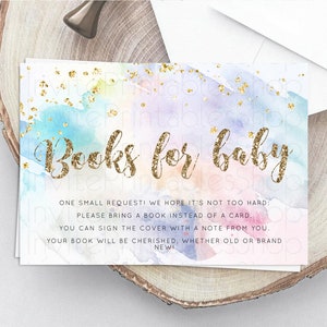 Pastel Books For Baby Card Pastel Rainbow Book Insert Colorful Ombre Watercolor Book Card Confetti Glitter Baby Book Poem Request D10421