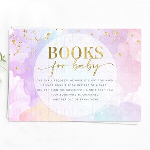 Pastel Books For Baby Card Pastel Rainbow Book Insert Colorful Ombre Watercolor Book Card Confetti Glitter Baby Book Poem Request D10623