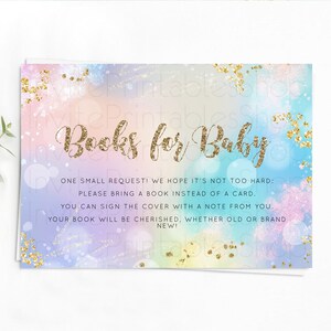 Pastel Books For Baby Card Pastel Rainbow Book Insert Colorful Ombre Watercolor Book Card Confetti Glitter Baby Book Poem Request D10677