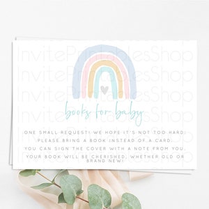 Pastel Rainbow Books For Baby Card Boho Rainbow Book Insert Boho Rainbow Book Card Pastel Watercolor Baby Shower Book Poem Request D10214