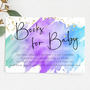 Pastel Books For Baby Card Pastel Rainbow Book Insert Colorful Ombre Watercolor Book Card Confetti Glitter Baby Book Poem Request D10491