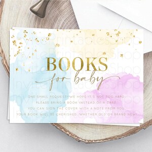 Pastel Books For Baby Card Pastel Rainbow Book Insert Colorful Ombre Watercolor Book Card Confetti Glitter Baby Book Poem Request D10204