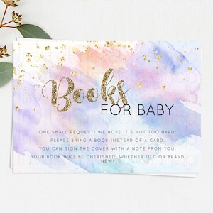 Pastel Books For Baby Card Pastel Rainbow Book Insert Colorful Ombre Watercolor Book Card Confetti Glitter Baby Book Poem Request D10583