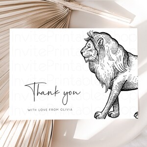 Leão cartão de agradecimento simples leão branco selvagem um safari selva zoológico tema cartão dobrável tenda plana cartão postal detalhe inserir cartão aniversário t249