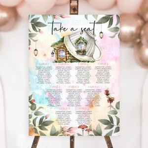 Fairy Seating Chart Pastel Fairy Seating Chart Fairy Tea Party Fairy Garden Seating Sign Enchanted Garden Floral Butterfly Décor D10555