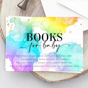 Pastel Books For Baby Card Pastel Rainbow Book Insert Colorful Ombre Watercolor Book Card Confetti Glitter Baby Book Poem Request D10213