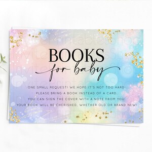 Pastel Books For Baby Card Pastel Rainbow Book Insert Colorful Ombre Watercolor Book Card Confetti Glitter Baby Book Poem Request D10675