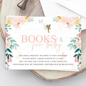 Fairy Books For Baby Card Fairy Book Insert Enchanted Garden Fairy Book Card Pastel Floral Butterfly Cards Secret Garden Book Poem D10789