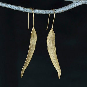 Gold & Silver willow tree gum tree leaves natural floral earrings