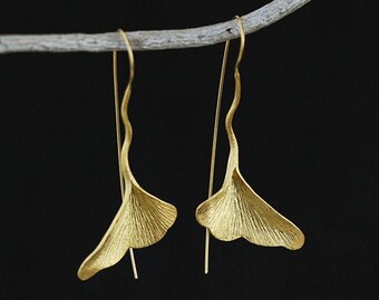 Handmade Ginkgo Biloba Leaf Earrings