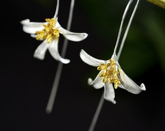 Handmade organic floral Osmanthus fragrans flower earrings