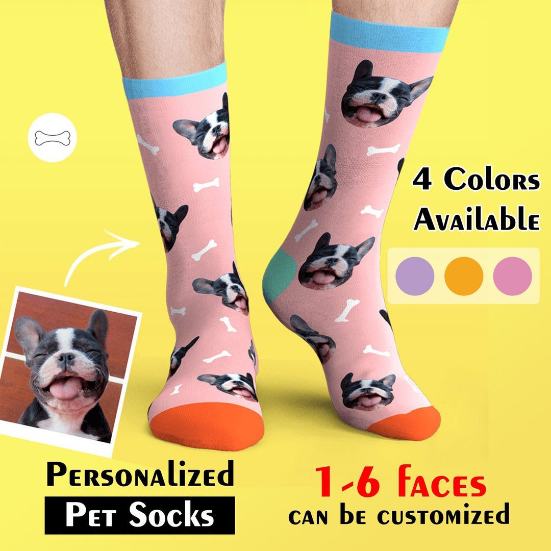 Custom Photo Face Socks With Dog Face Personalized Pet Photo Etsy