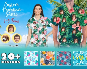 Custom Face Hawaiian Shirt - All Over Print Custom Hawaiian Shirt - Custom Tropical Flower Hawaiian Shirt - Beach Party Family Hawaiian Sets