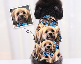 Custom Pet Face Photo Shirt - Multiple Faces Copying Pet Clothes - Custom Dog Shirts - Summer Tropical Pet Clothing - Dog Face Photo Shirts