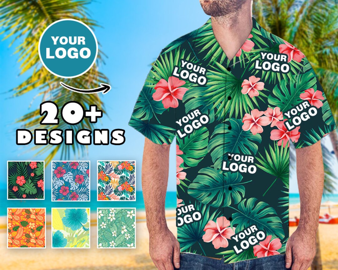 Custom Hawaiian Shirts W/ Logo Personalized Short Sleeve Button Down ...