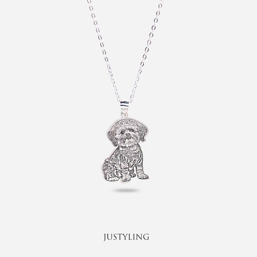 Personalized Pet Necklace in 925 Sterling Silver Customize With Your