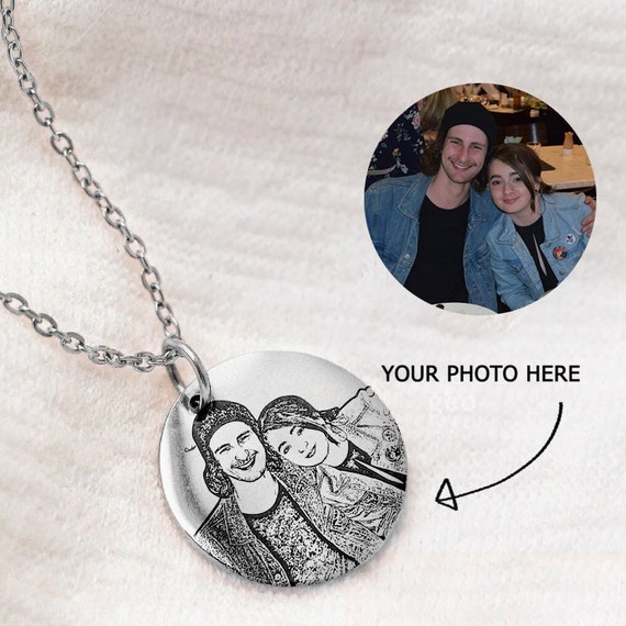 Custom Photo Engraved Necklace in 925 