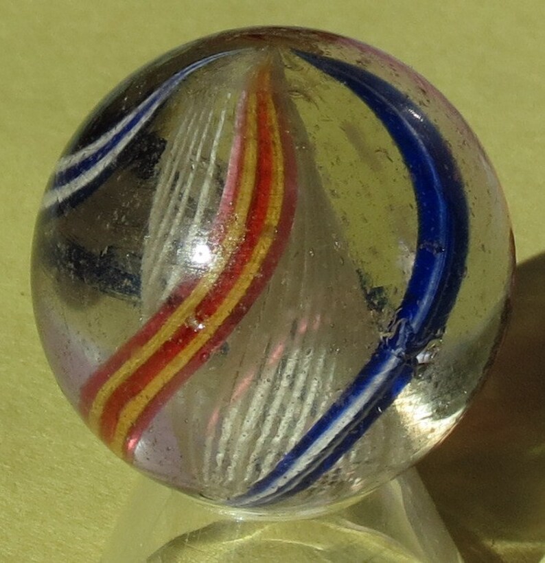 Large German Hand Made Antique 1.5 White Lattacinio 5 Layer Strand Hand Made Marble