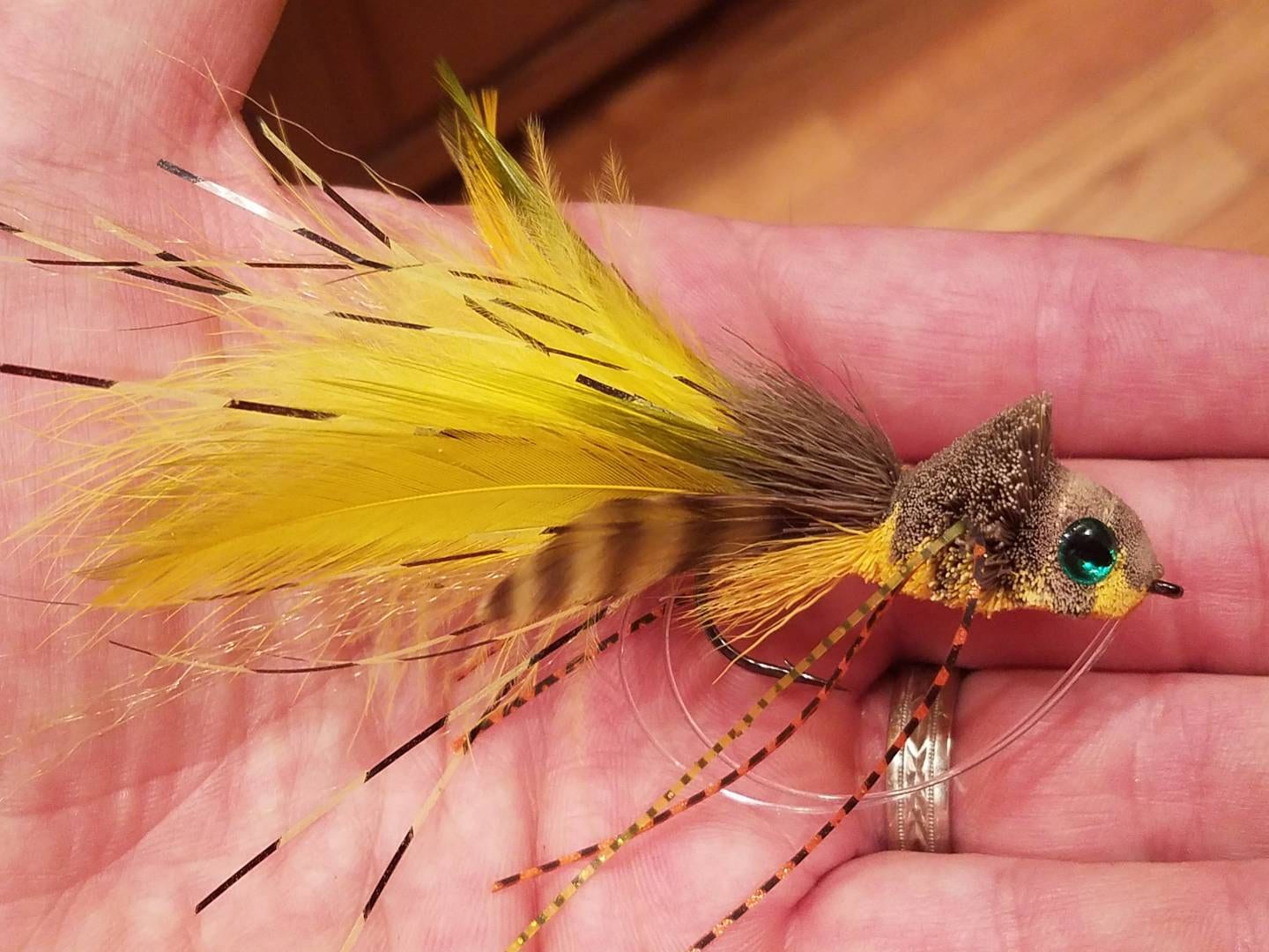 3 Mosche Da Pesca Fly – Deer Hair Diving Frog Olive/Yell Taglia #4 Per Bass E Panfish