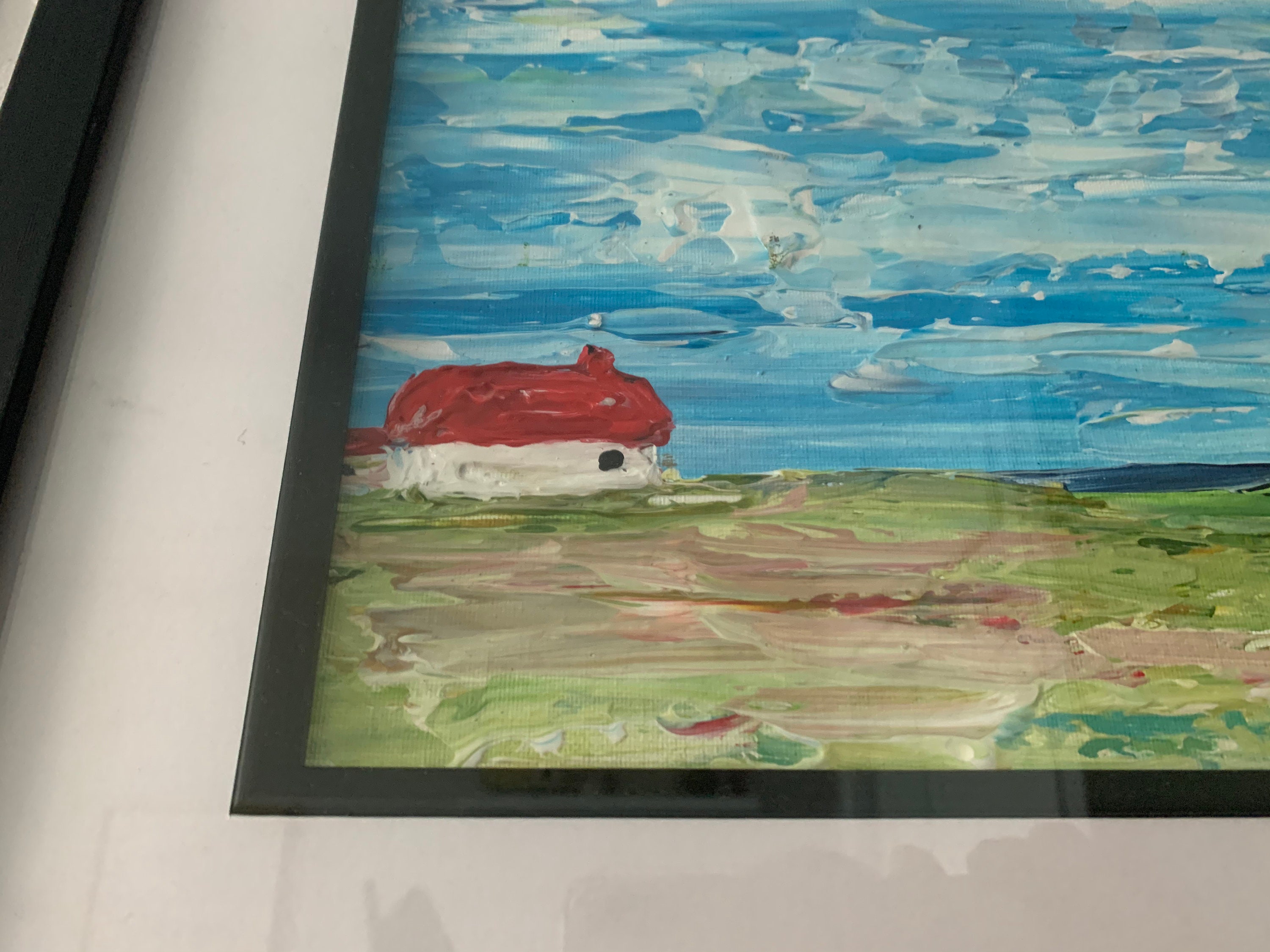 Blue Skye. Original Art. Framed Acrylic Painting Featuring a Etsy