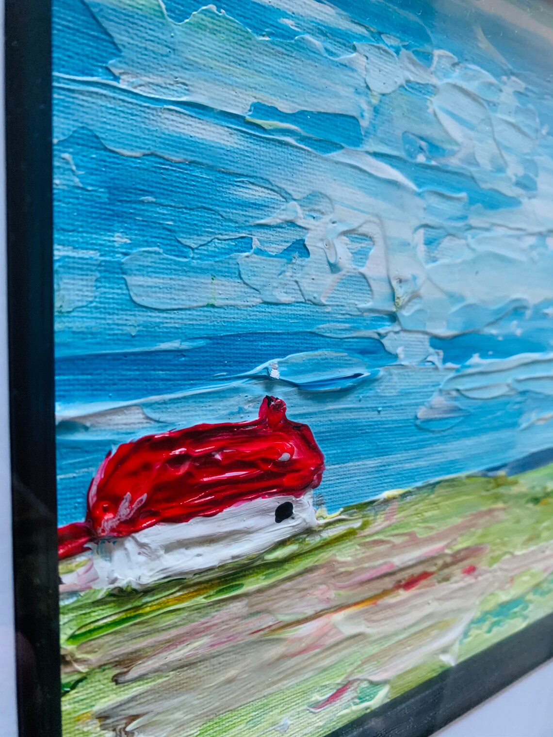 Blue Skye. Original Art. Framed Acrylic Painting Featuring a Etsy