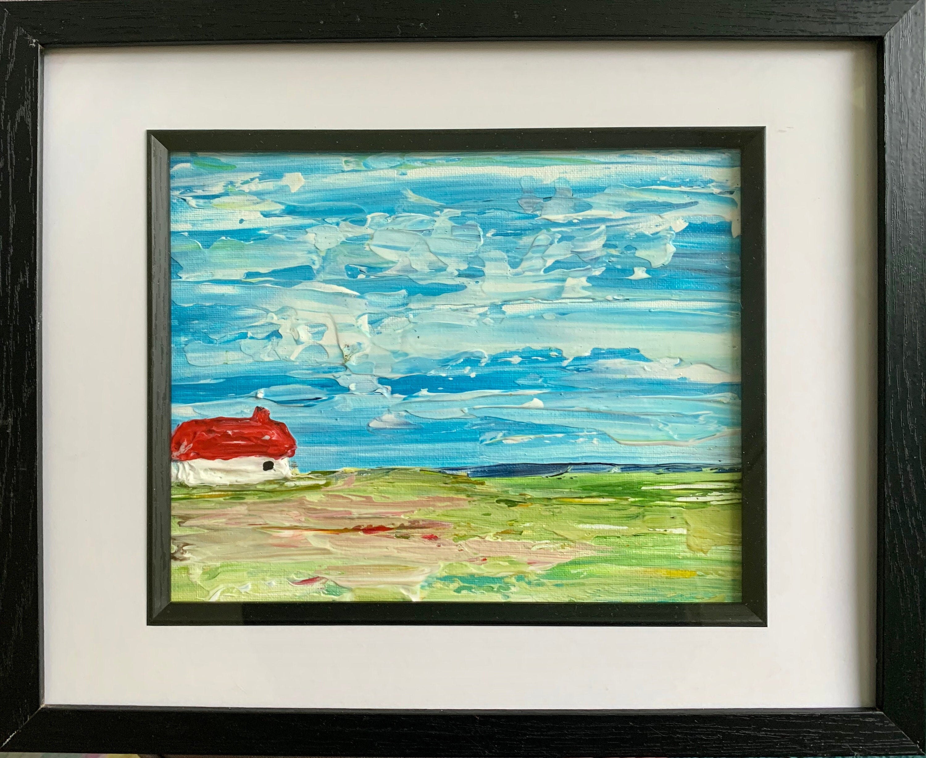 Blue Skye. Original Art. Framed Acrylic Painting Featuring a Etsy