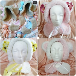 Bear bonnet and collar custom set