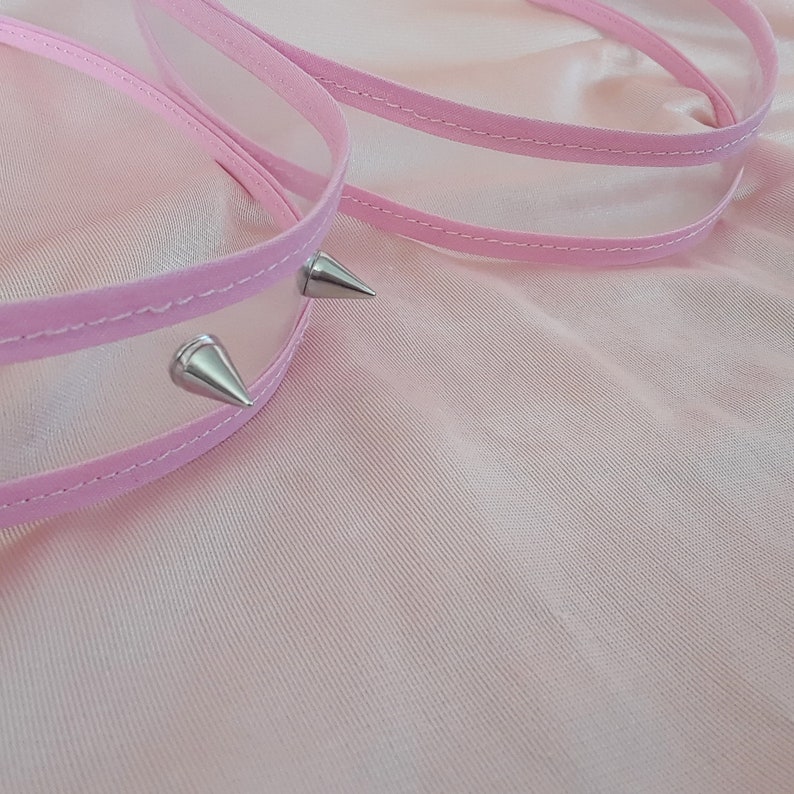 Pink clear vinyl spike stud choker