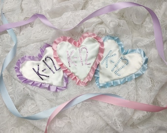 Satin heart patch jeweled