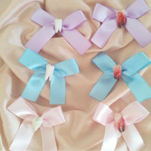 Pastel cute and creepy tooth bow pin/hair clip/Necklace