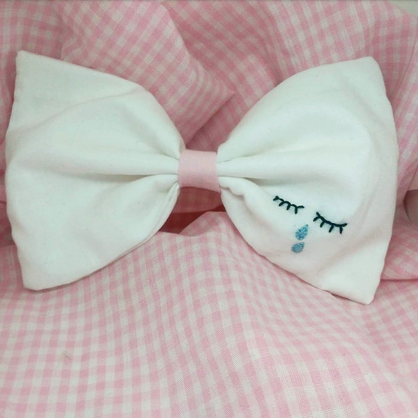 Sad eyes cry baby embroidered bow