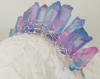 Ombre chunky crystal quartz halo crown