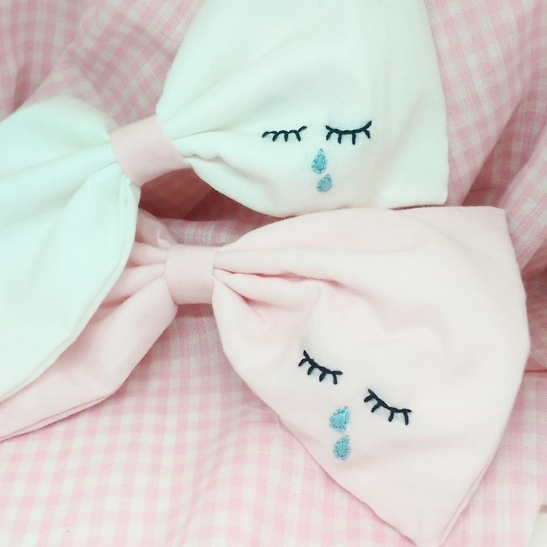 Sad eyes cry baby embroidered bow image 2