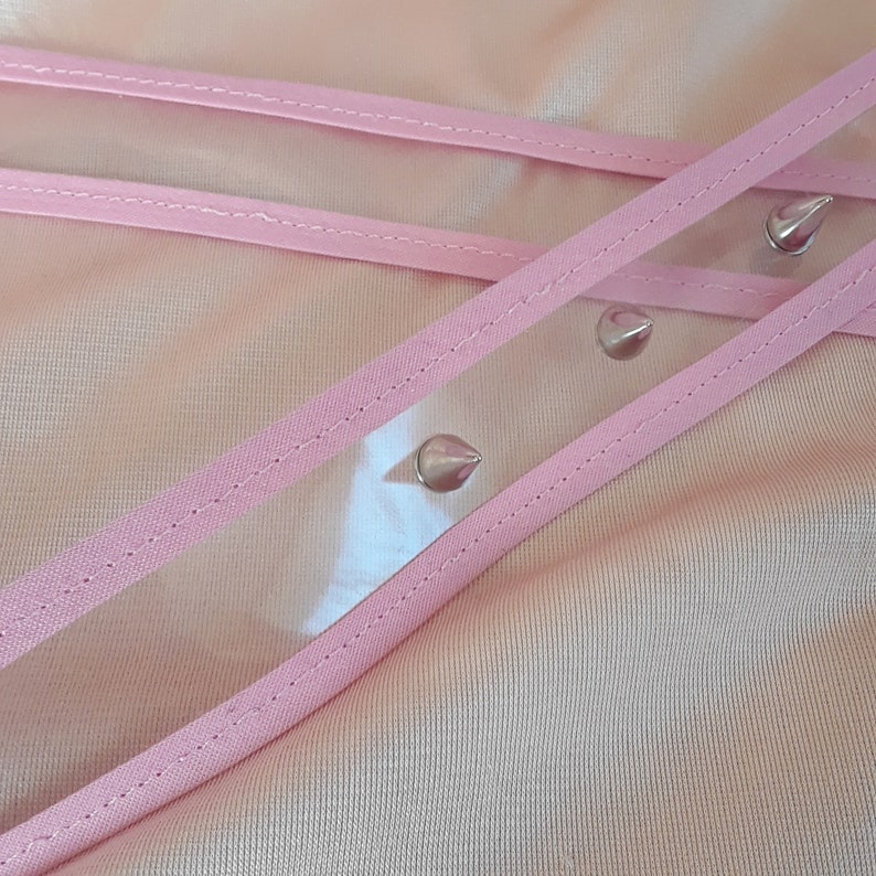 Pink clear vinyl spike stud choker