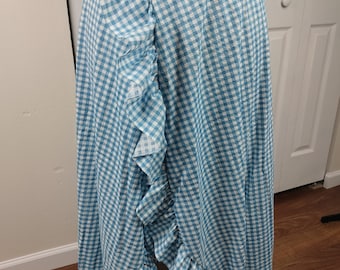 Blue gingham wrap maxi skirt