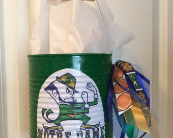 Notre Dame Gift Can / goodies container / Luck of the Irish / Graduation Gift / Centerpiece