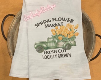 Kitchen decor / kitchen towel /Spring Flower Market Towel, Kitchen Decoration, Tea Towel,