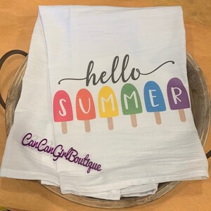 Kitchen decor/ kitchen towel / Hello Summer Towel / Summer kitchen Decor / birthday gift / teacher or mom gift