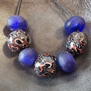 3 Jatim Java i 4 niebieskie szklane koraliki, do wyrobu biżuterii, B26DD