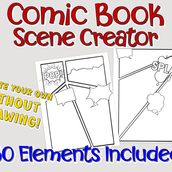 Comic Book Scene Creator, Create Your Own KDP Interiors, PLR Coloring Pages, and Worksheets for Kids