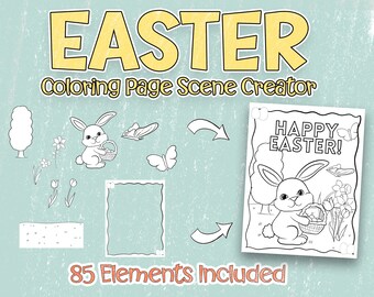 Easter Coloring Page Creator, Create Your Own KDP Interiors, Coloring Pages and Worksheets for Kids